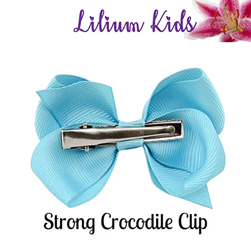 10pk Light Brown Hair Bows Knots Clips Slides Grips 3" Inch 7.6cm Solid Colour Girls School Hairbow Accessories - Image 3