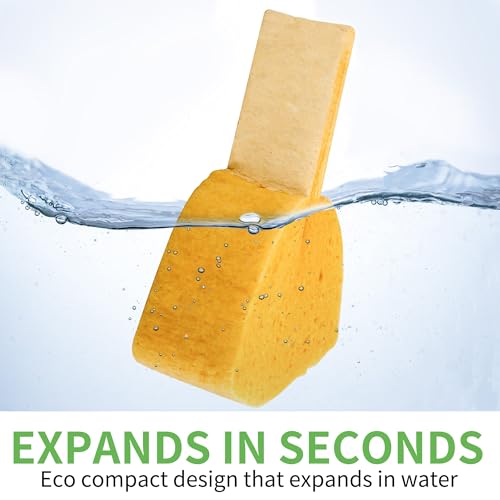 Image of 10 Count Compostable Thicker Pop-Up Sponges - Expanding, Non-Scratch, Plant-Based Cleaning Sponges Car Wash Sponge