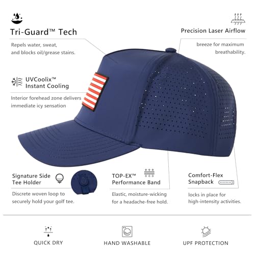 Image of TOP-EX Performance Baseball Hat for Men Water Resistant Golf Cap Running Cooling Snapback Laser Perforated
