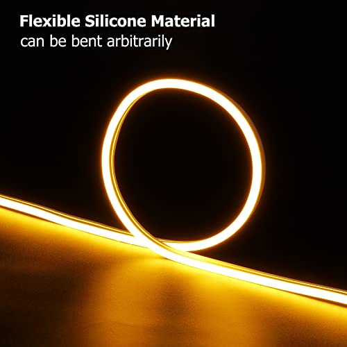 Image of Neon Rope Lights, 16.4ft Rope Lights with Dimmable Remote and Adapter, Waterproof Flexible Smart Led Strip Lights for Bedroom, Super Bright, DIY Neon Sign, Indoors Outdoors Wall Decor, Yellow