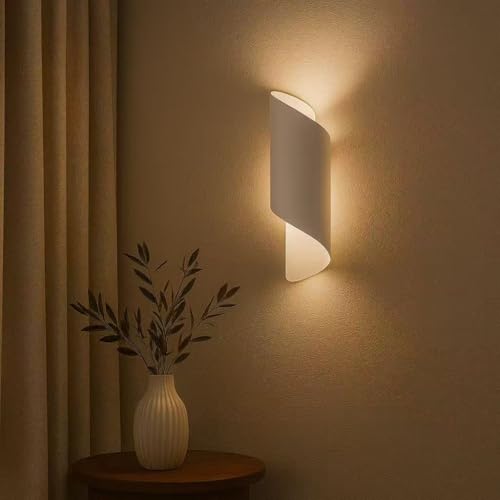 TEKHOME Applique da Parete Moderna G9, Lampada da Muro Design Minimal in Alluminio e Ceramica, Illuminazione Interni per Soggiorno Camera Corridoio – E53 (BIANCO)