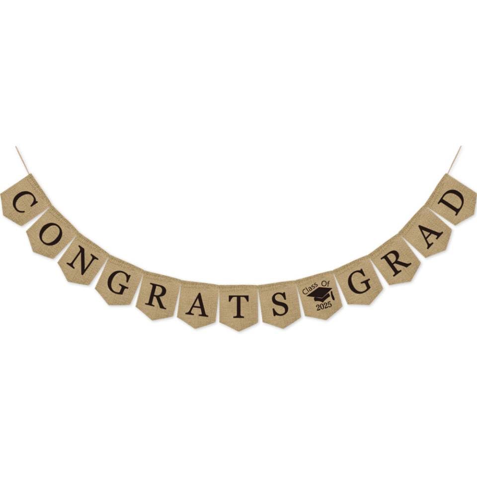 SWYOUN Congrats Class of 2025 Grad Burlap Graduation Party Banner Decoration Supplies