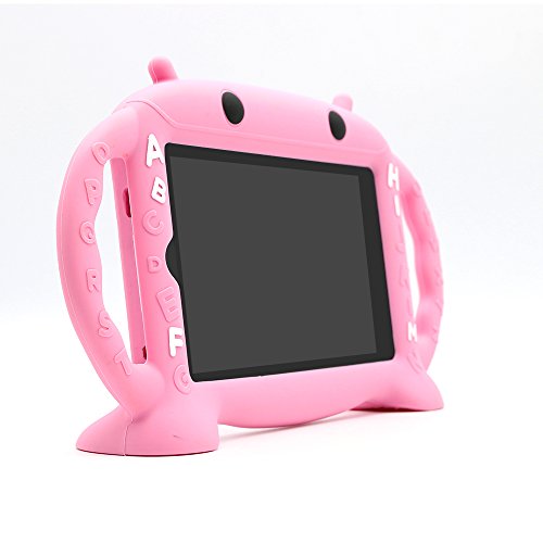 Kids Proof Case For Samsung 7 Inch Tablet Galaxy Tab A/3/3 Lite/4/E Lite 7.0-Chinfai [Cartoon Robot Series] Silicone Handle Stand Case Cover For Tablet Sm-T280/T113/T230 (Pink) #TOP2