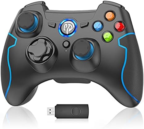 EasySMX Wireless Game Controller, 2.4G Wireless Game Joystick Gamepad for PS3 PC Windows Vista Telsa Steam , Nintendo Switch Android Phone or Tablet TV or TV Box , Dual Shock, TURBO