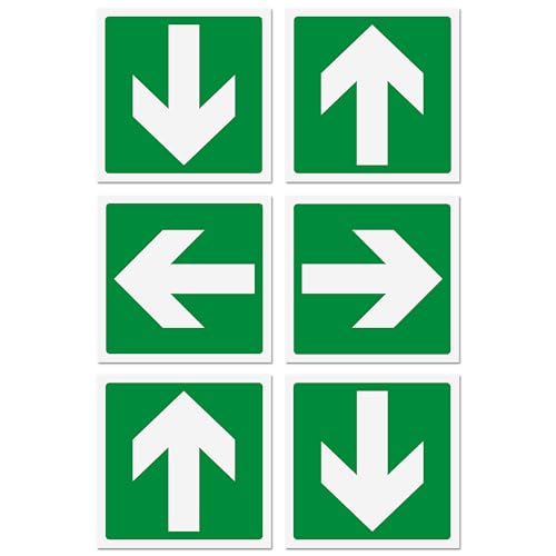 6 Adesivi Frecce Uscita Emergenza formato cm 12x12 | Segnaletica Uscita di Sicurezza | 6 pz