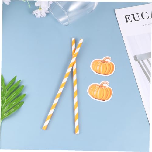40 pitillos de papel con patrón de calabaza naranja para Halloween miniatura 6