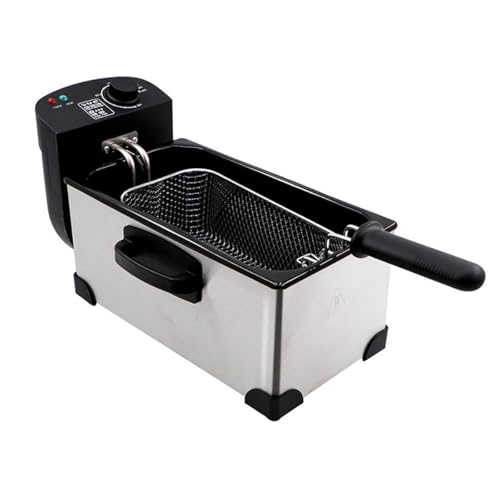 QYLTTDM Freidora eléctrica, Acero Inoxidable con Cesta, Capacidad 3,5 L (3,1 QT), freidoras de Aceite fáciles de Limpiar 2000 vatios, para Cocina casera y Restaurante con Temporizador de Minutos