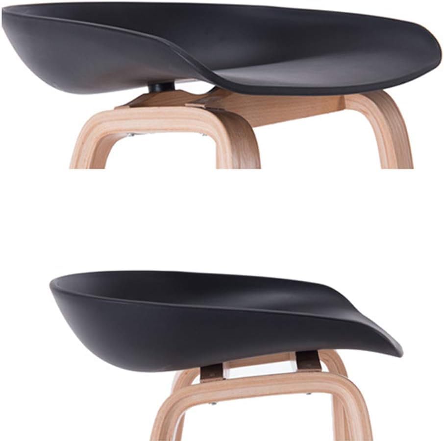 Image of Creative White Bar Stool Chair | Plastic Seat | Wooden Finish Metal Legs | Powder Coated Metal Footrest | Modern High Stool for Kitchen, Cafe, Bar & Home Use | Qty 1