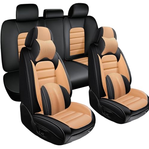 Image of Nappa Leather Seat Covers for Subaru Outback 2006-2024,Luxury Car Seat Covers Full Set,Waterproof Seat Protectors Auto Seat Covers,Breathable Nonslip Interior Cover Seats for Cars(Black and Orange)