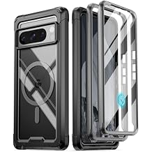 Poetic Guardian MagPro Case Compatible with Pixel 8 Pro 5G,[Compatible with MagSafe] Built-in Screen Protector Work with Fingerprint ID, Full Body Shockproof Rugged Clear Cover Case, Black/Clear