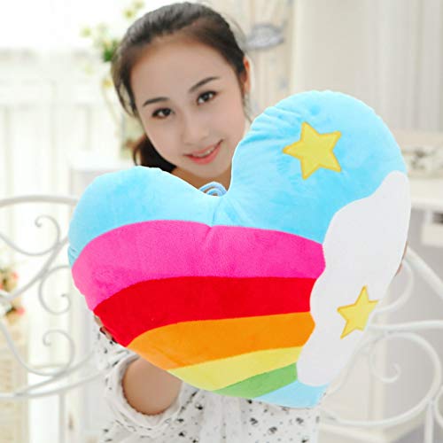 Stobok Rainbow Plush Heart Pillow Christmas Decorations Throw Pillows Heart Shaped Cushion Toys With Star Pattern For Kids And Girl Bedroom Decorative Cushion Fun Pillows #TOP3