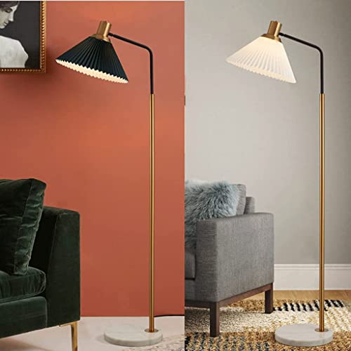 Lampes sur pied modernes réglables avec abat-jour plissé et base marbre
