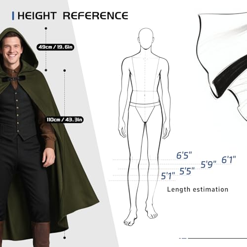 Medieval Hooded Cloak Renaissance Cape for Men and Women Halloween Costume3