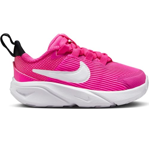 Nike Tênis de corrida infantil unissex, Rosa feroz/preto/branco, 17