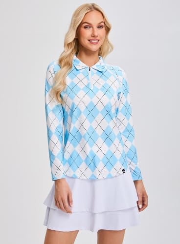 Image of Soneven Women's Golf Shirt Moisture Wicking Long Sleeve Shirt Half Zip Pullover Athletic