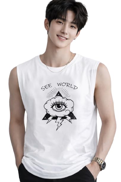 Image of JUGULAR Tank Tops Sleeveless T-Shirt for Men Gym Wear Vest Printed Stylish Round Neck Running for Sports Workout Fitness & Casual or Beach Wear
