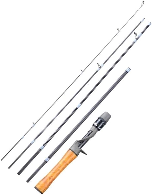 Portable Carbon Lure Rod Solid Wood Grip Short Section Travel