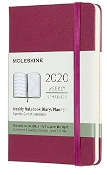 Office Product Moleskine 2020 Weekly Planner, 12m, Pocket, Snappy Pink, Hard Cover (3.5 X 5.5) Book