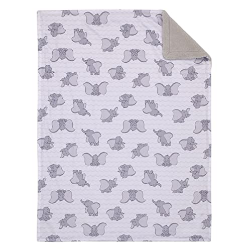 Image of Disney Dumbo Gray and White Super Soft Sherpa Baby Blanket and Security Blanket 2-Piece Set