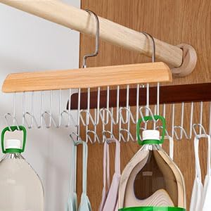 Belt Hanger 3 Pack with 24 Hooks, Sturdy Wooden Non-Slip Belt Holder, Space Saving Closet Organizer, Rotating Display Rack for Bra, Hat, Tank Tops thumbnail