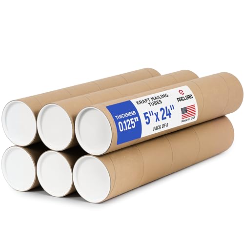 Tube d'expédition kraft renforcé 12x61cm avec capuchons pour l'envoi de plans et d'affiches