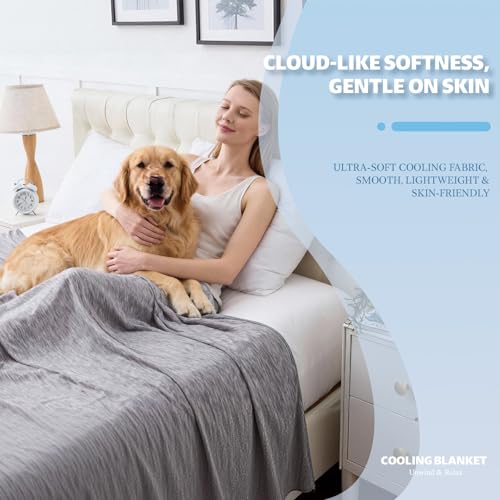 Image of Cooling Blanket Throw Size, 50 inchx70 inch Cooling Blankets for Hot Sleepers, Cold Blanket Thin Lightweight Breathable Soft for Couch Bed, Lightweight Blanket Keep Cool for Night Sweats