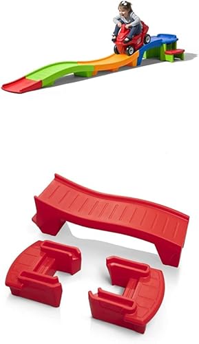 Step2 Posavasos rusas Up & Down Rapid Ride & Hide con paquete de expansión de pista más lejana y más rápida 4 pies de pista de posavasos extra
