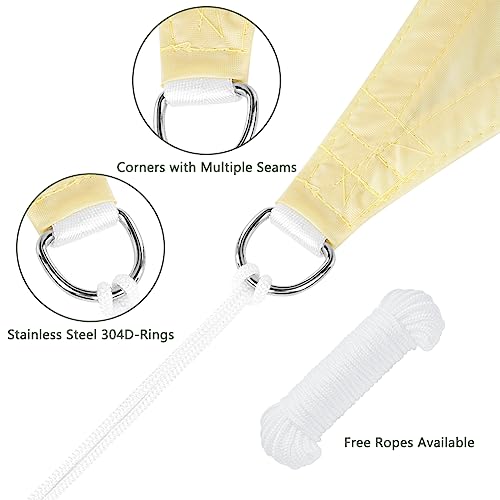 OFFCUP Sun Shade Sail, 2m x 3m Rectangle Awning Canopy, 160gsm Waterproof Shade Sail Garden Sun Sail Patio Canopy 90% UV Block with Free Rope, for Outdoors, Garden, Patio, Yard, Party (Beige) - Image 3