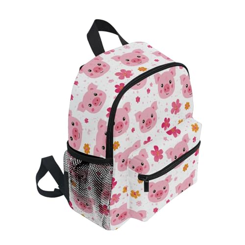 Pink Pig Preschool Backpack Flowers School Backpack Daycare Bookbag for Kids 3-82
