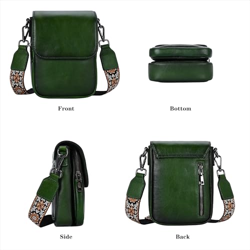 Image of HESHE Small Leather Crossbody Bag for Women RFID Phone Purse with Card Slot | Anti Theft,Genine Leather,Wide Adjustable Strap,Multi-Pocket Fits 6.9 inch Phone Trendy Shoulder Cross Body Bag for Daily,Travel