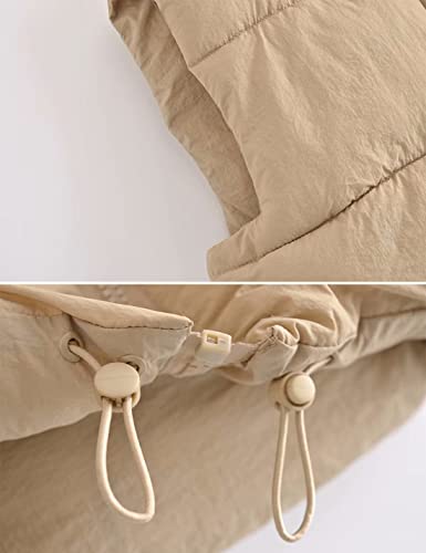 Hvewarm Womens Cropped Black Puffer Vest Lightweight Sleeveless Insulated Crop Outerwear Jacket(Khaki-L) #TOP6