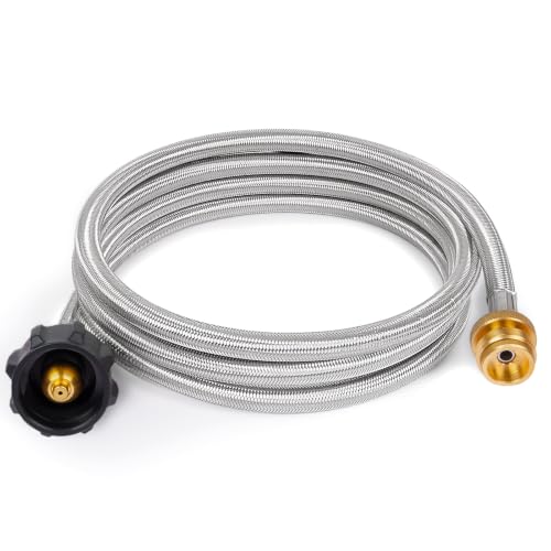 Image of SHINESTAR 8FT Propane Tank Hose Adapter Stainless Steel Braided