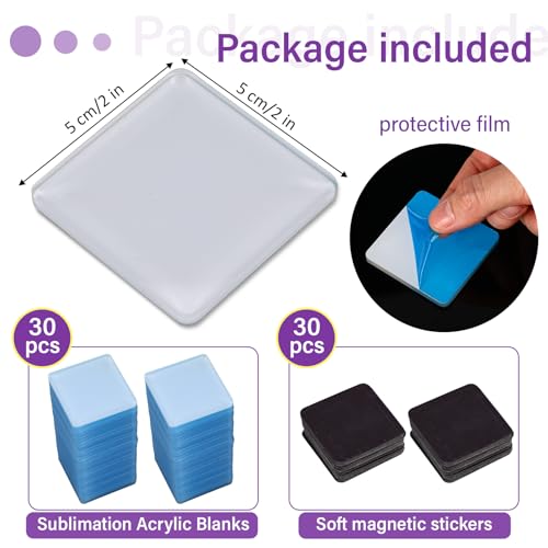 Set de 60 imanes acrílicos sublimados para refrigerador miniatura 2