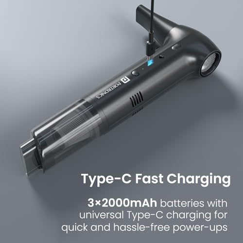 Image of Portronics AirCop 2-in-1 Cordless Vacuum & Air Blower with Dual BLDC Motors, 16000Pa Suction, 130000 RPM Airflow, Type-C Rechargeable, Portable, Multiple Nozzles for Car, Home & Office Cleaning