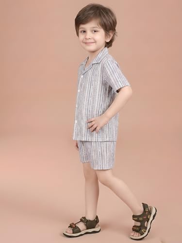 Image of POLKA TOTS 100% Cotton Half Sleeve Shirt and Shorts Combo for Boys | Co-Ord Set for Kids | Summer Wear Dress for Toddlers | Breathable & Skin-Friendly Boys Clothes | Trendy Summer Outfit & Beach Wear