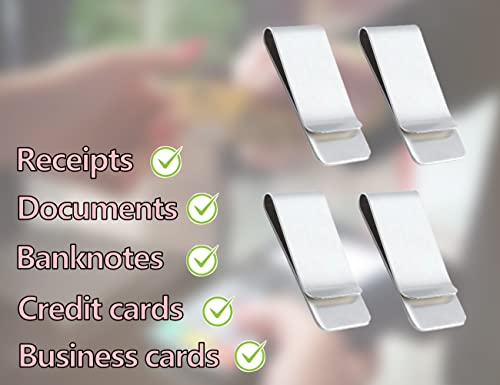 KAPSING 4 Stück Edelstahl Geldklammer Herren Slim Wallet Geldscheinklammer Money Clip für Bargeld Rechnungen Karten Dokumente Banknote Geldscheine Visitenkarte Kreditkarte