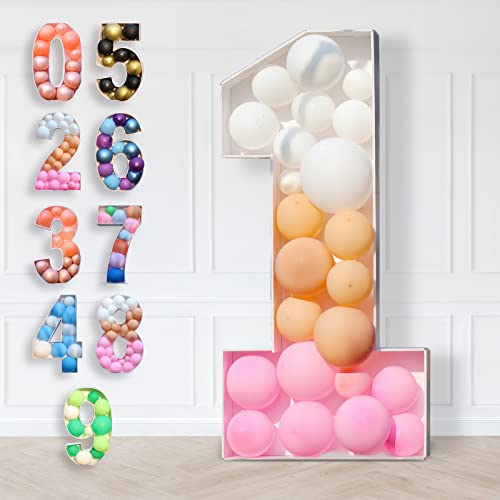 3 fot ballong nummer 1 födelsedagsfest dekoration, kartongnummer stativ ballongram för pojkar flickor födelsedagsfest bakgrund, baby shower, årsdag