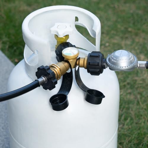 GASPRO Propane Splitter with Gauge, Propane Tank Splitter 2 Way for 5-20LB, Perfect for Heaters, Camping Stoves, BBQ Grills, Gas Burners and More - Thumbnail 7