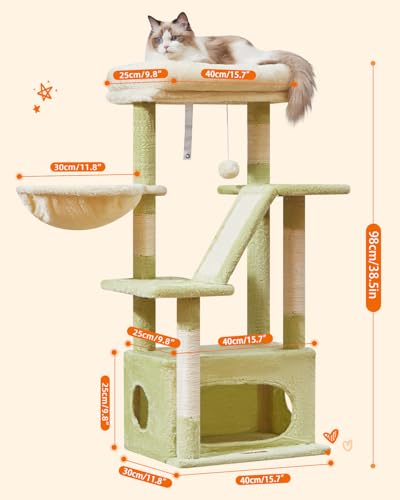 Image of Taoqimiao Cat Tree, 38.5In Cat Tower for Indoor Cats, Suitable for Kittens