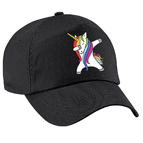 4sold Gorra de béisbol con diseño de unicornio colorido para niñas y jóvenes, gorra deportiva de arcoíris, gorra de verano ajustable para niñas, Negro, Talla única
