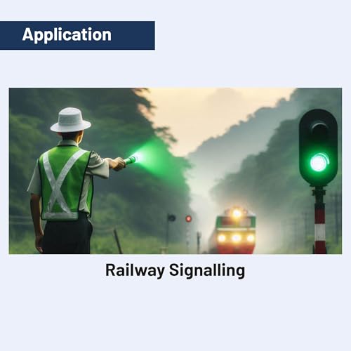 Image of TechPride Tri-Color Signal LED Torch with Type-C Charging | Red, Green & White LED Light Modes | Rechargeable Flashlight for Railway Signaling, Patrolling, Search & Rescue Operations