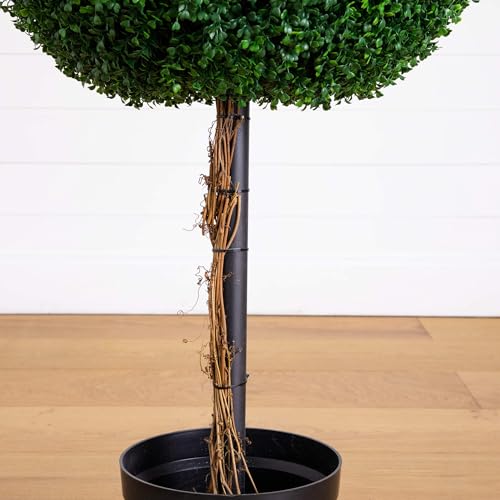 Image of Nearly Natural 8ft UV Resistant Artificial Triple Ball Boxwood Topiary Tree Indoor /Outdoor