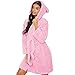 XIXIMAON Robe de Chambre Femme Courte Peignoir Polaire à Capuche Pyjama Éponge Hiver Chaud Léger Chemise de Nuit en Double Face Peluche Sleepwear (Rose, S)