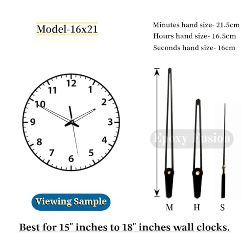 Image of Black Metal Clock Hands Replacement Set - Modern Metallic Needles for DIY Wall Clock Making, Resin Art & Crafts (Set of 1)