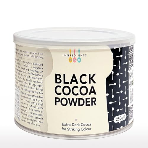 IB Black Cocoa Powder 250g | Deep Dark Colour | Unsweetened, Multipurpose for Baking, Desserts, Beverages | Intense Colour, 100% Pure