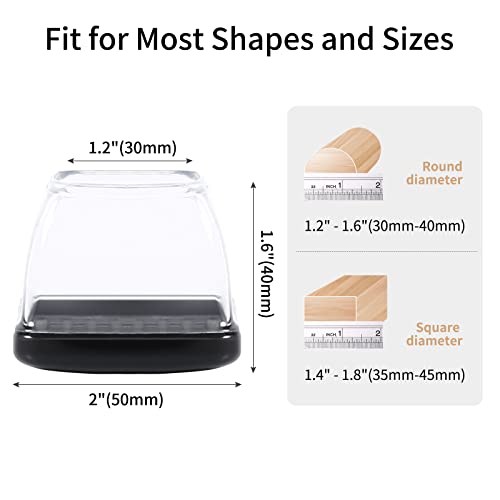 Ezprotekt 2 inch Square-transparent Furniture Cups Chair Leg Caps, Chair Leg Covers Smooth Moving Chair Feet Protectors - Image 3