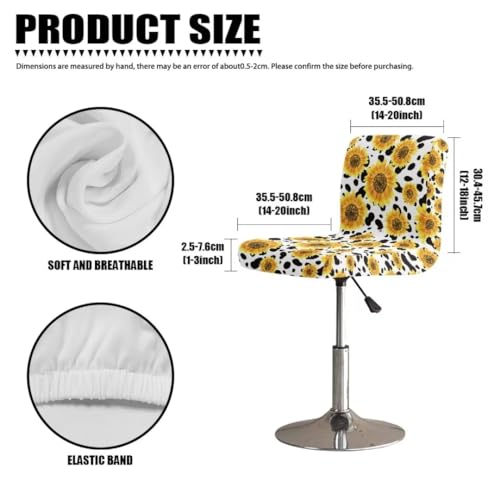 Image of Stretch Bar Stool Covers Set of 4,Cow and Sunflower Stretch Removable Washable Bar Stool Chair Covers, Counter Height Chairs Covers for Kitchen Dining Room Cafe Furniture