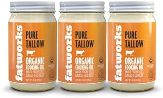 Fatworks Organic Grass-Fed Beef Tallow, Certified Organic Non-Gmo Pasture-Raised Beef Tallow, sourced from several small family ranchers, KETO friendly, exclusive to Fatworks, 14 oz.
