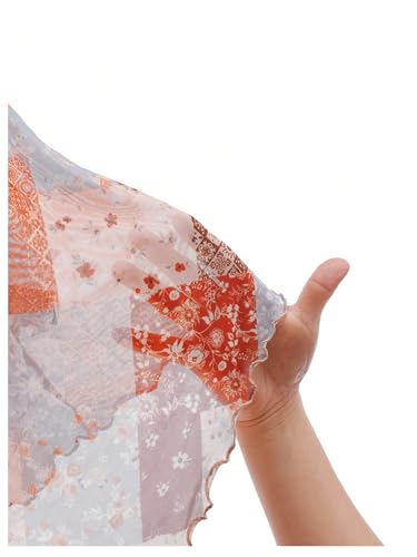 Women's Plus Size Bell Sleeve Tops Mesh Sheer Tie Front 70s Hippie Shirts Western Flared Ruffle Blouses Peplum Top4