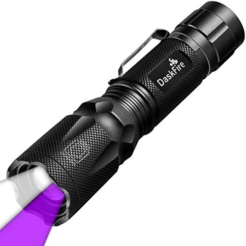DaskFire Ultraviolet Blacklights Flashlight, 2 in 1 Small Torch Light High Lumen for Home Security, Outdoor Camping Cycling Hiking, UV 395nm for Scorpion Hunting, Pet Urine Stain Detect, Car Fuel Leak